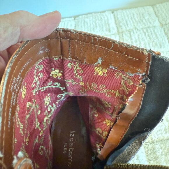 VTG Liz Claiborne Flex Brown Leather Ankle Boots Size 9 Y2K Boho Retro Romantic - Picture 13 of 15